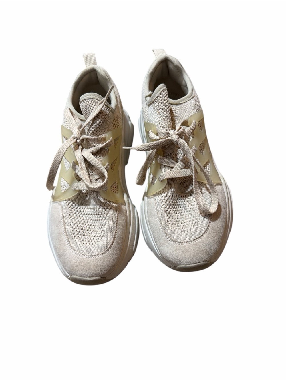 H&M Beige Knit Lace-Up Sneakers